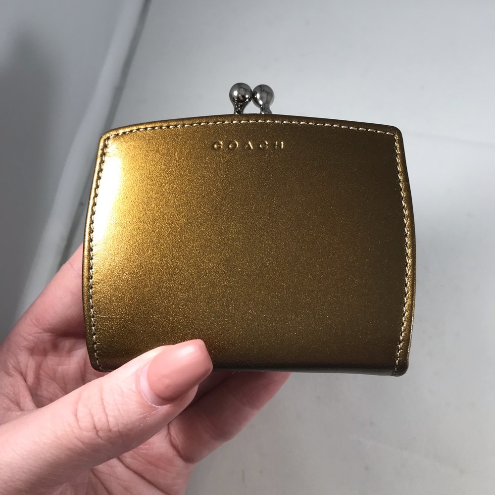 Metallic Gold/Olive Coach Coin Purse